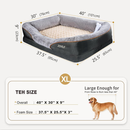 Xlarge Memory Foam Dog Bed, Orthopedic Dog Bed & Sofa with Removable Washable Cover and Squeaker Toy as Gift
