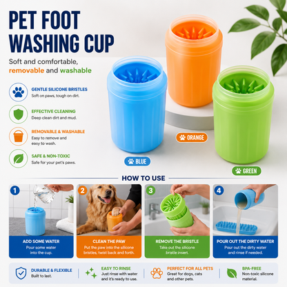 Portable Dog Paw Cleaner Cup – Soft Silicone Wash Brush