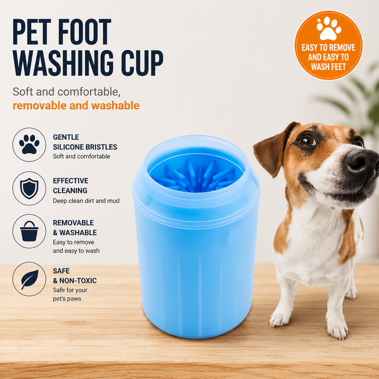 Portable Dog Paw Cleaner Cup – Soft Silicone Wash Brush