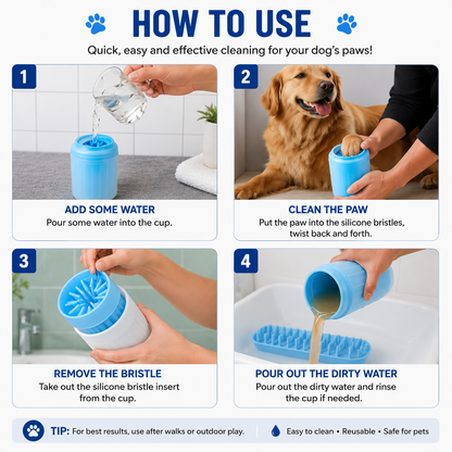 Portable Dog Paw Cleaner Cup – Soft Silicone Wash Brush