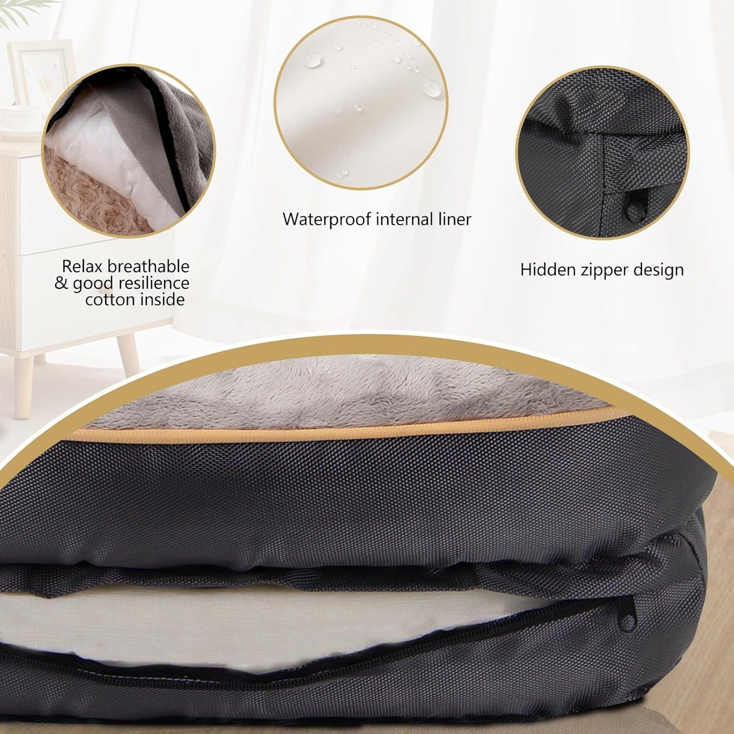 Xlarge Memory Foam Dog Bed, Orthopedic Dog Bed & Sofa with Removable Washable Cover and Squeaker Toy as Gift