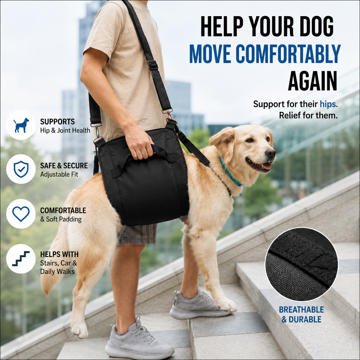 Dog Lifting Sling – Adjustable Mobility Support Harness