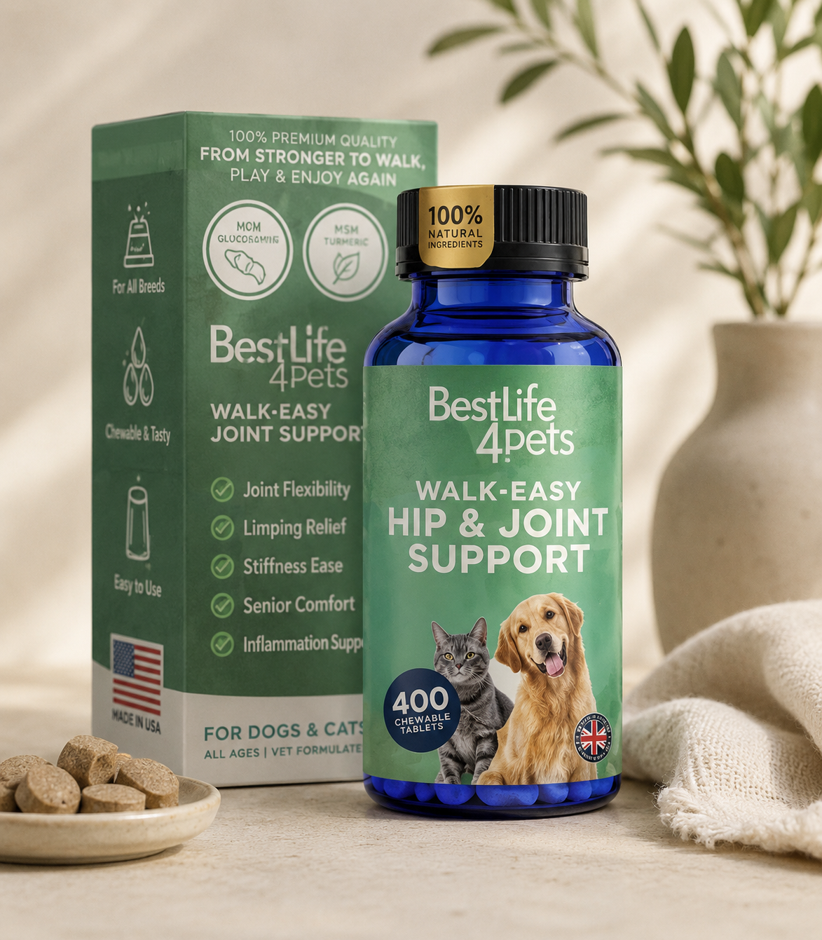 Walk-Easy Hip & Joint Supplement for Senior Dogs & Cats