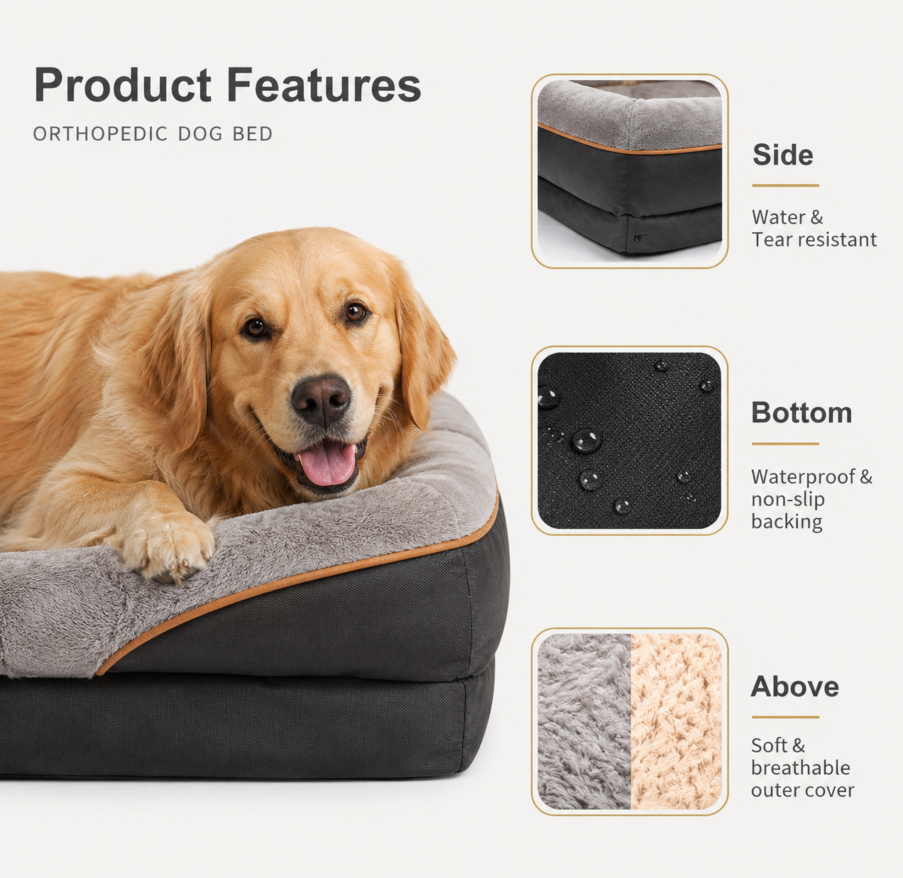 Orthopedic Memory Foam Dog Bed – Washable Cover