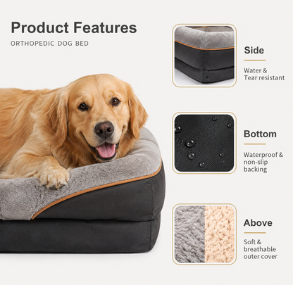 Orthopedic Memory Foam Dog Bed – Washable Cover