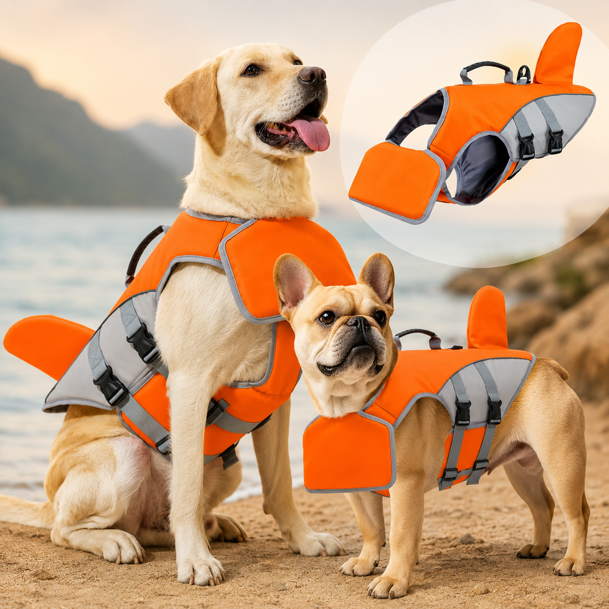 Shark Fin Dog Life Jacket | Adjustable Pet Swimming Safety Vest