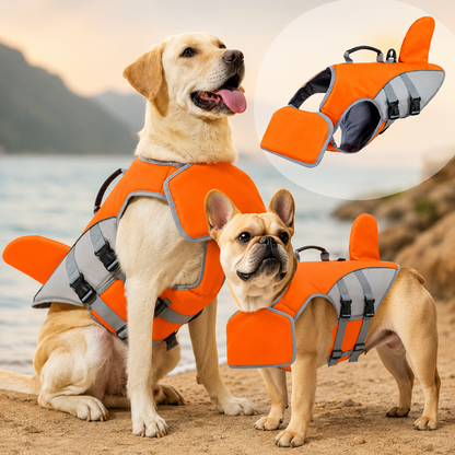 Shark Fin Dog Life Jacket | Adjustable Pet Swimming Safety Vest