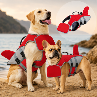 Shark Fin Dog Life Jacket | Adjustable Pet Swimming Safety Vest