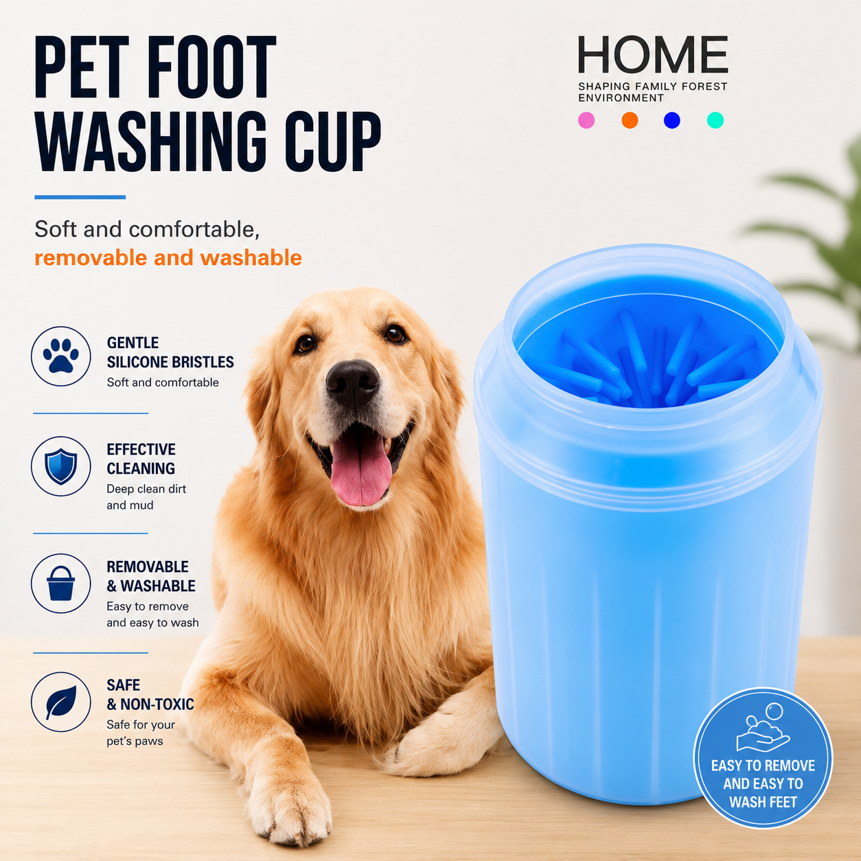 Portable Dog Paw Cleaner Cup – Soft Silicone Wash Brush